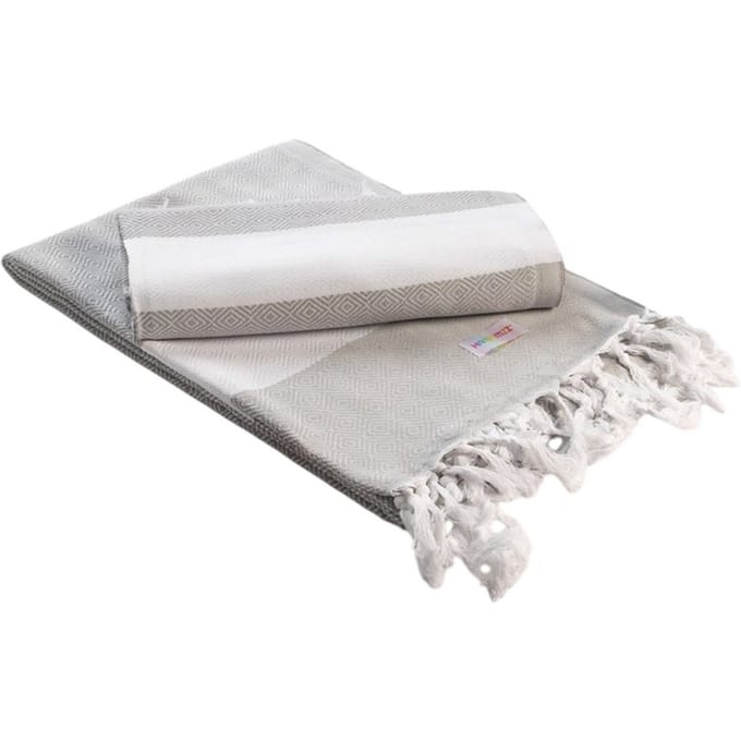 ARTG Hamamzz Marmaris Deluxe Handdoek (Lichtgrijs/Wit)