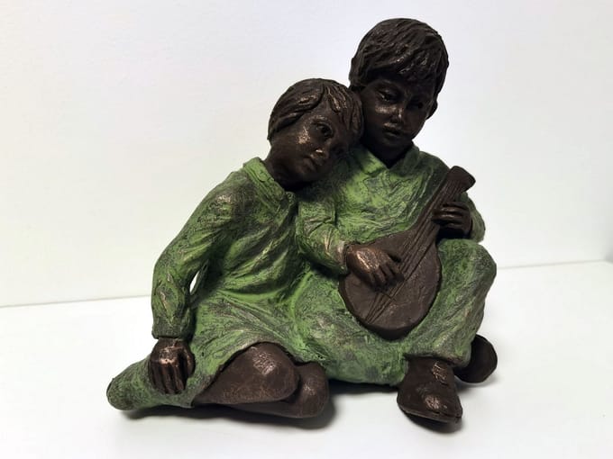 Beeld - Meisje/Jongen - Muziek - Liefde - Hand gemaakt - 25cm - GK03