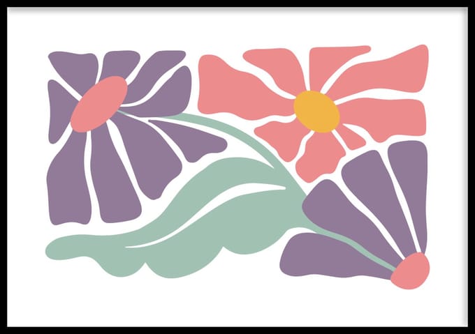 Poster Abstract Matisse flowers - Abstracte poster - 40x30 cm - Exclusief lijst - WALLLL