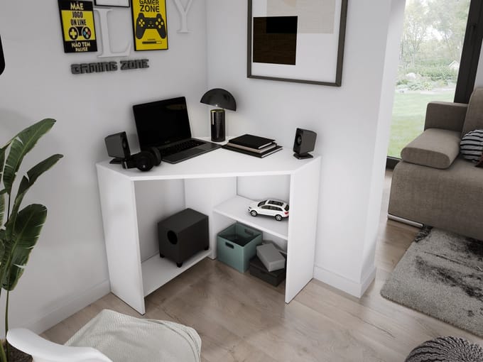 Meubel Square - Bureau NOOK - Wit - Hoekbureau - Kindertafel