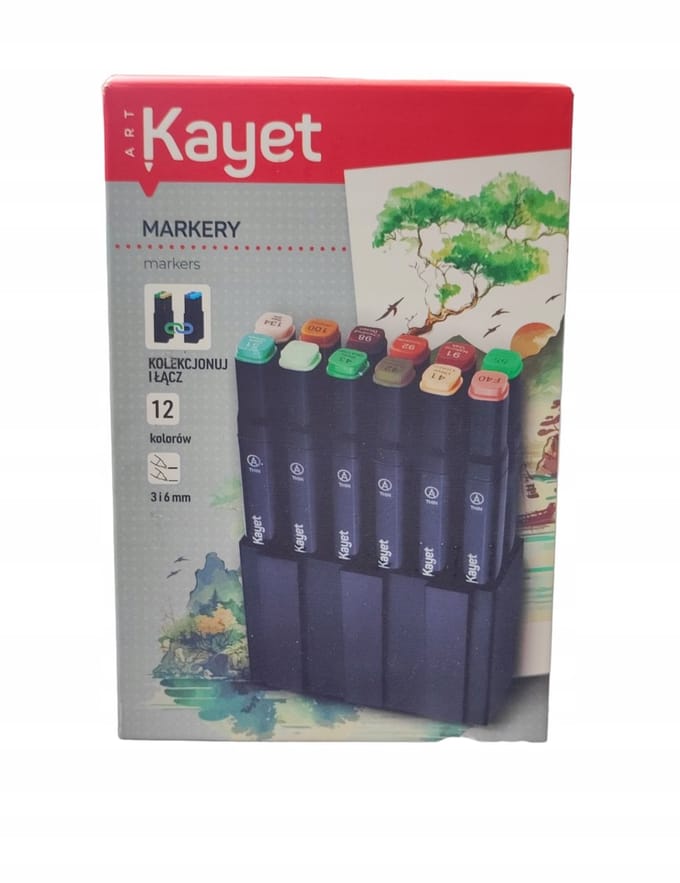 Kayet Permanente Markers Set - 12 Kleuren - Dubbelzijdig