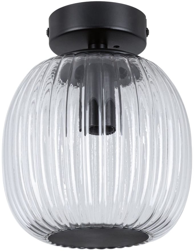 LED-plafondlamp Ruya IP44 E14 230V max. 20W dimbaar Glas, Zwart mat