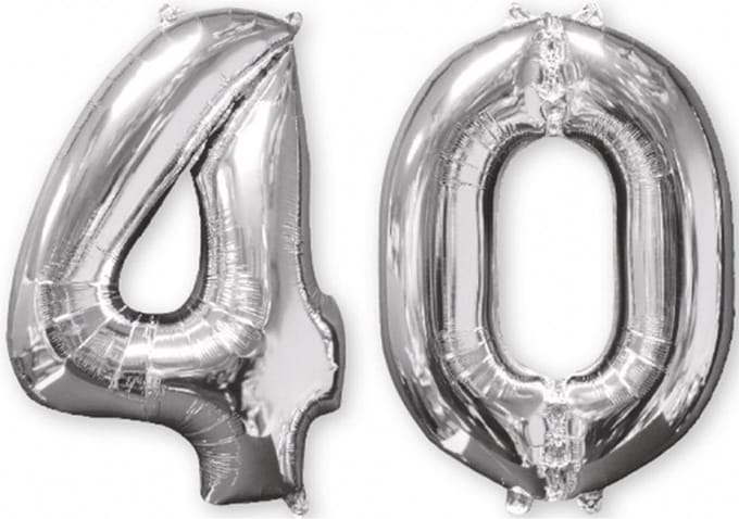AMSCAN Lot van 2 ballonnen figuur 40 - Zilver