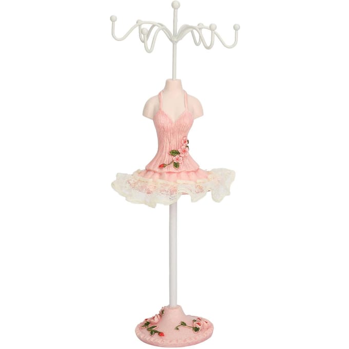 Oorbellen Ketting Prinsessenjurk Standaard Display Hars Menselijk Model Sieraden Organizer Roze roze