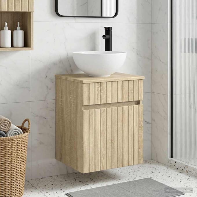vidaXL - Wandgemonteerde - wastafelmeubel - Sonoma - Eiken - 39 - x - 41 - x - 64,5 - cm