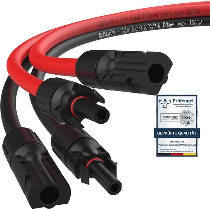 Zonnekabel Verlenging 6mm² - 5m - UV-bestendig - Fotovoltaïsch