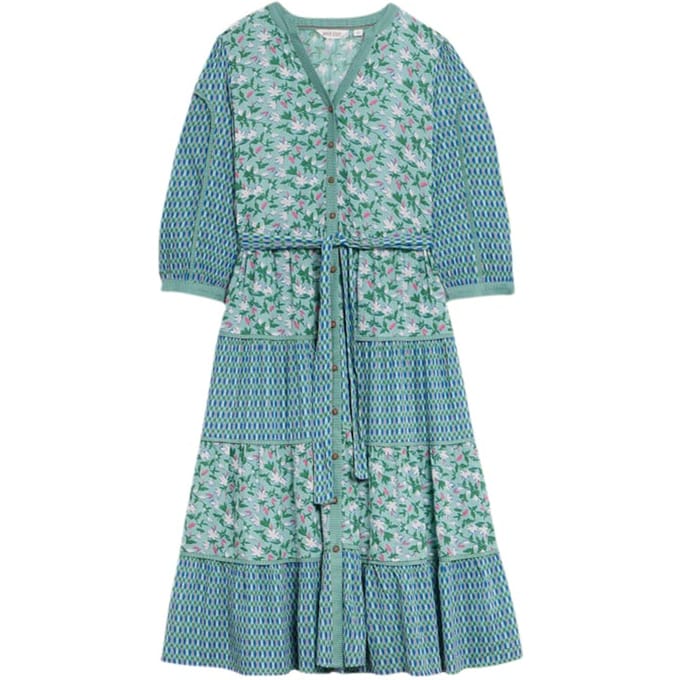 White Stuff Mabel Mixed Printed Dre Teal Printed Taglia: 24 REGULAR | Abiti in T-Shirt Outlet | Donna | Ciano