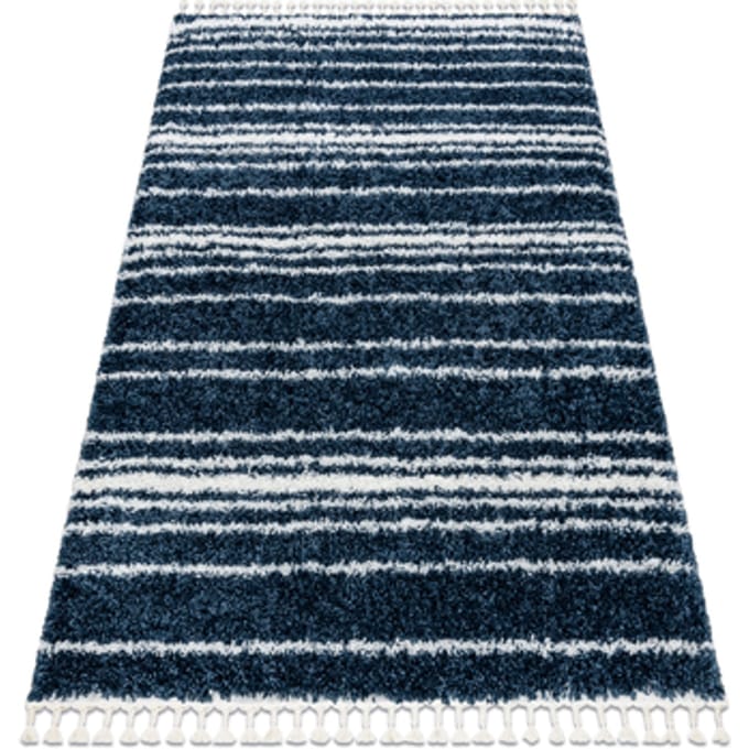 Kleden Rugsx Tapijt UNION 4080 Strips blauw / crème 140x190 cm