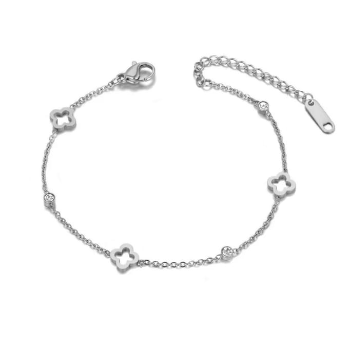 Jomide Armband Bloemetjes - Zilverkleurig