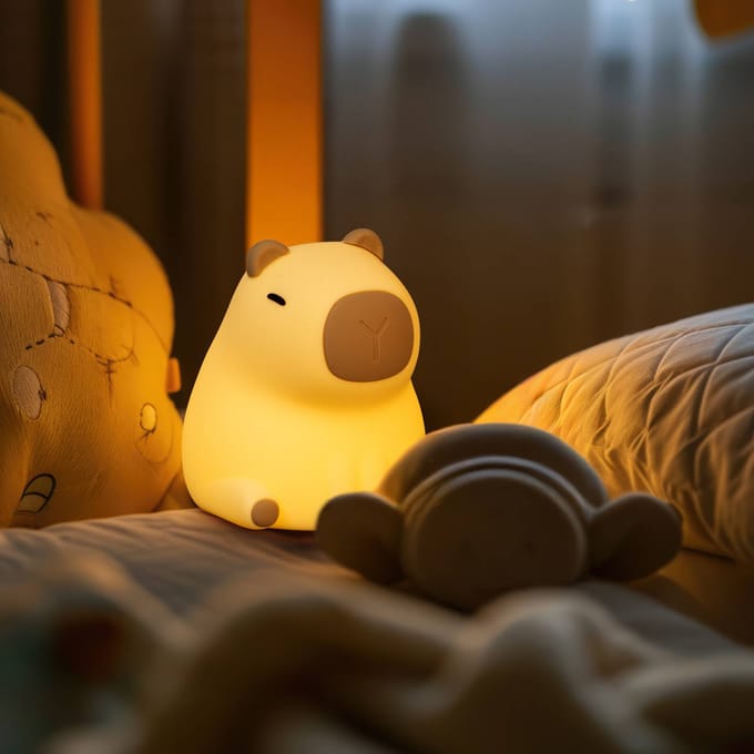 FH Lighting LED-lamp op batterijen Piggy, bruin, hoogte 12 cm, siliconen