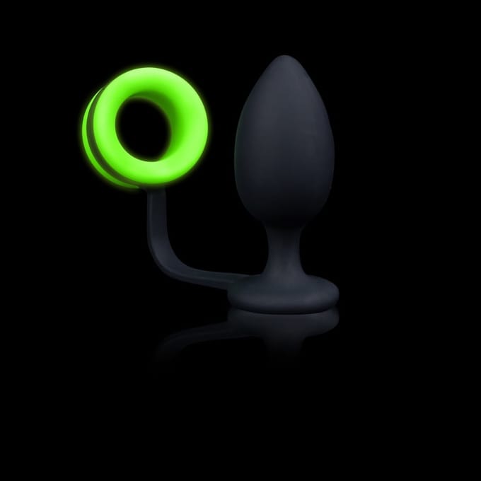 Shots - Ouch! Butt Plug met Cockring neon green/black