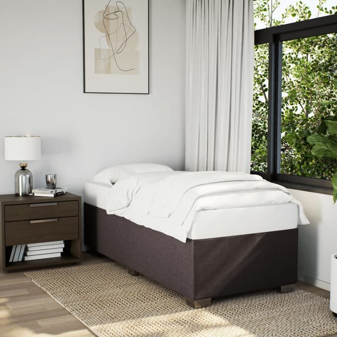 vidaXL - Bedframe - zonder - matras - 100x200 - cm - stof - donkerbruin