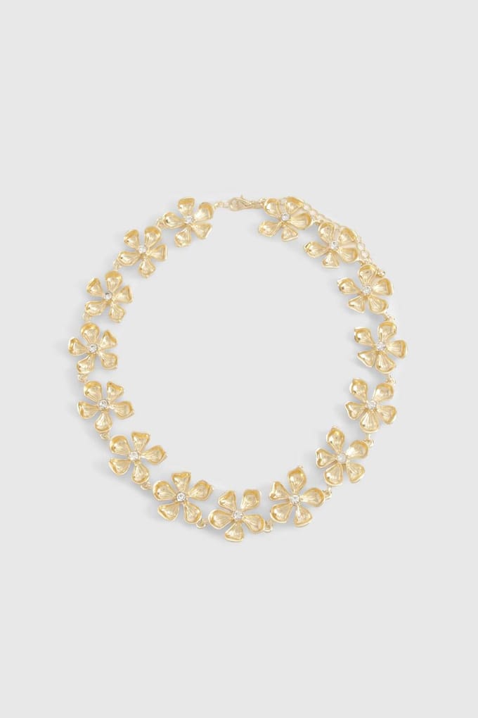 boohoo Dames Statement Versierde Bloemenketting | Gold