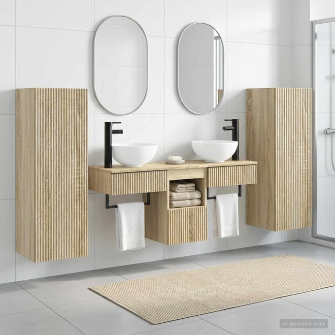 vidaXL - Badkamermeubel - Set - 5 - st - Sonoma - Eiken - 33 - x - 34,5 - x - 100 - cm