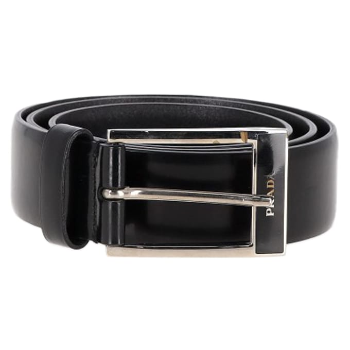 Prada Logo Gespriem Belts van Zwart Leer