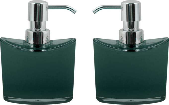 MSV Zeeppompje/dispenser Aveiro - 2x - PS kunststof - donkergroen/zilver - 11 x 14 cm - 260 ml