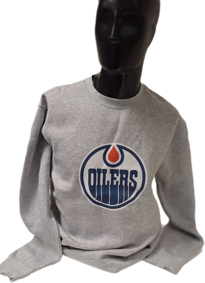 EDMONTON OILERS-SWEATER-GREY-CREWNECK-L