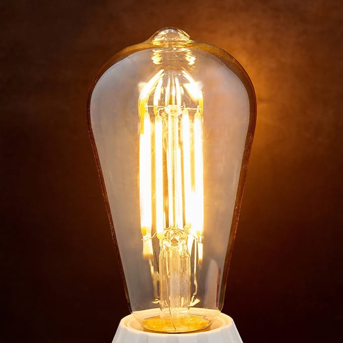 Lindby LED lamp, Rustika, E27, 6W, amber, 1.800 K