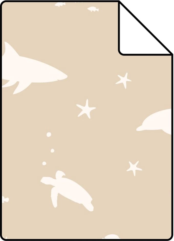 Proefstaal ESTAhome behang onderwaterwereld beige - 26.5 x 21 cm - 131471-S