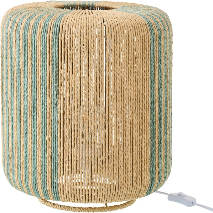 J-Line lamp Touw Cilinder - metaal - turkoois/naturel - small