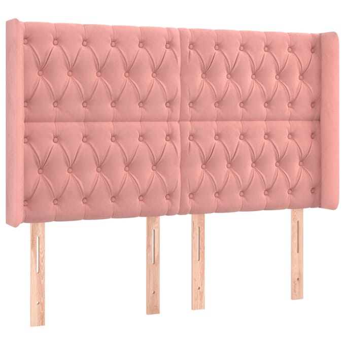 vidaXL - Hoofdbord - LED - 163x16x118/128 - cm - fluweel - roze