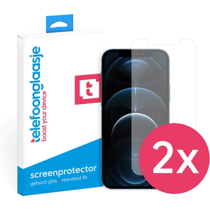 DuoPack: iPhone 12 Pro screenprotector gehard glas
