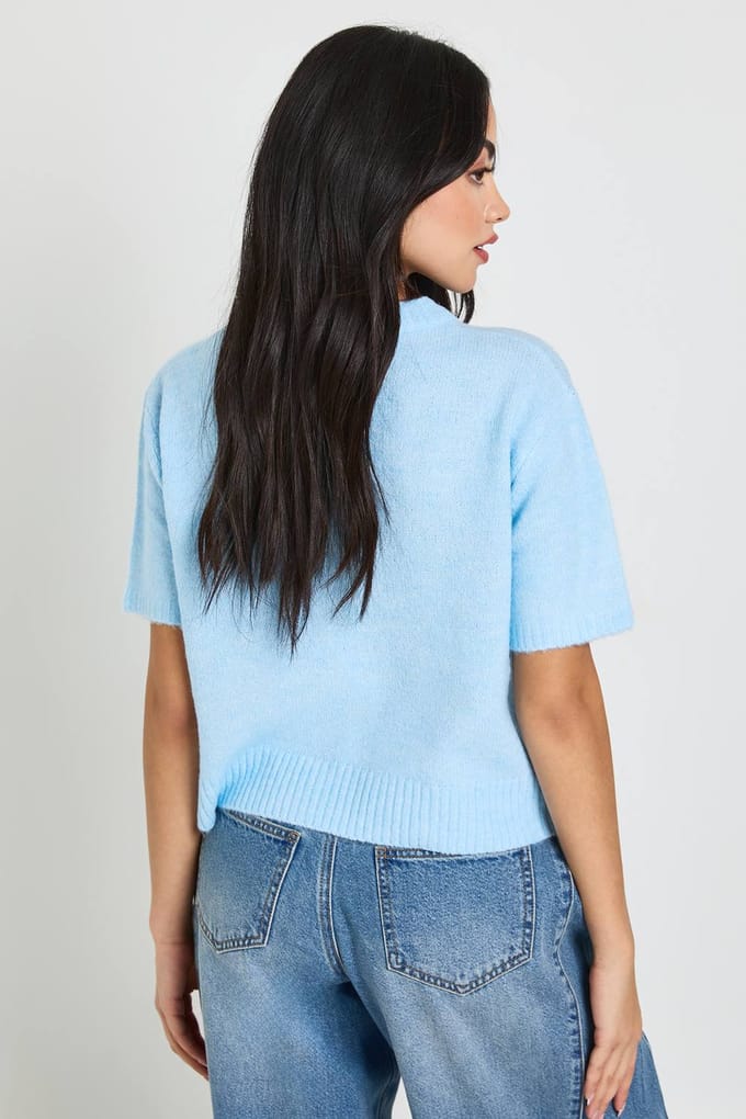 boohoo Dames Oversized Gebreide Top | Blauw | Maat: Small