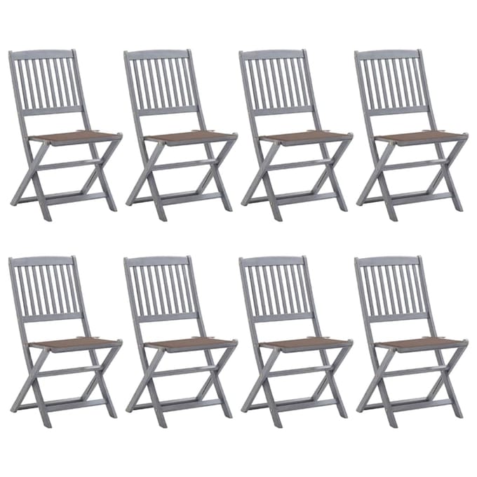 vidaXL - Inklapbare - stoelen - 8 - st - met - kussens - massief - acaciahout