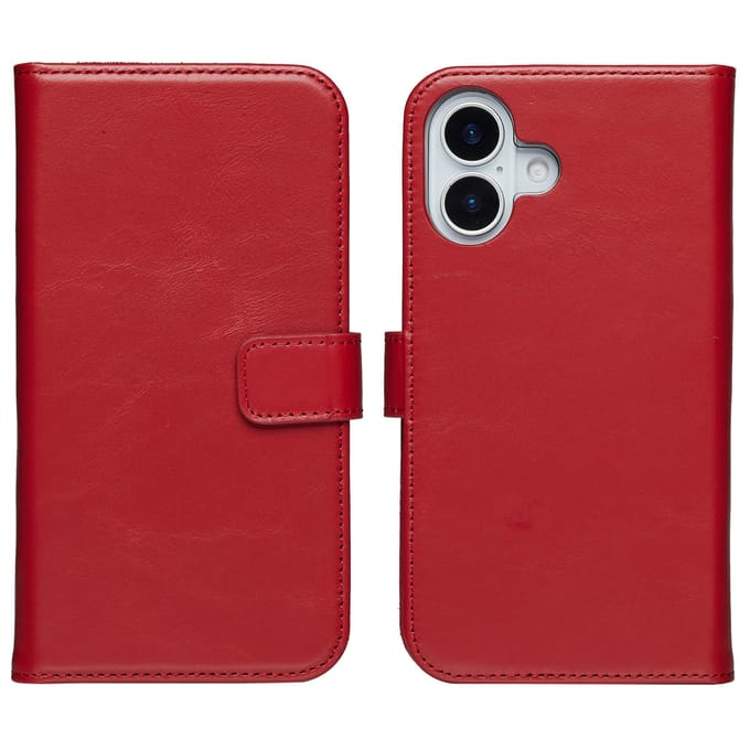 Selencia Hoesje - Geschikt voor Apple iPhone 17 - Echt Lederen Bookcase - Rood