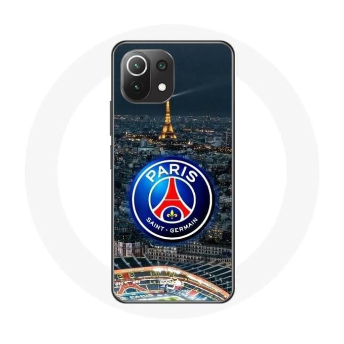Hoesje - Xiaomi - Mi 11 Lite - Flexibel - Wit - PSG Logo Stadion Nacht Eiffeltoren