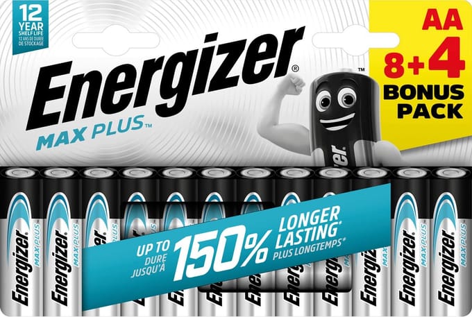 Energizer MAX Plus AA Batterijen - 8 + 4 Stuks - Alkaline Batterij