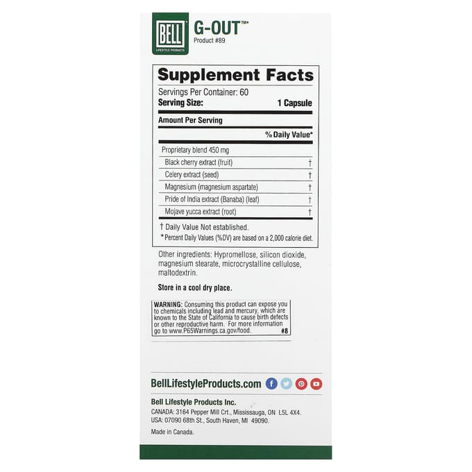 G-Out, Urinezuur Controle, 60 Veggie Capsules
