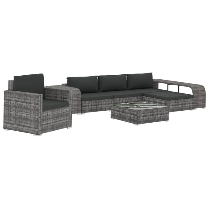vidaXL - 8-delige - Loungeset - met - kussens - poly - rattan - grijs