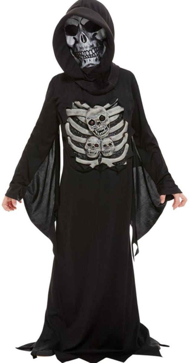 Smiffys - Skeleton Reaper Kinder Kostuum - Kids tm 6 jaar - Zwart