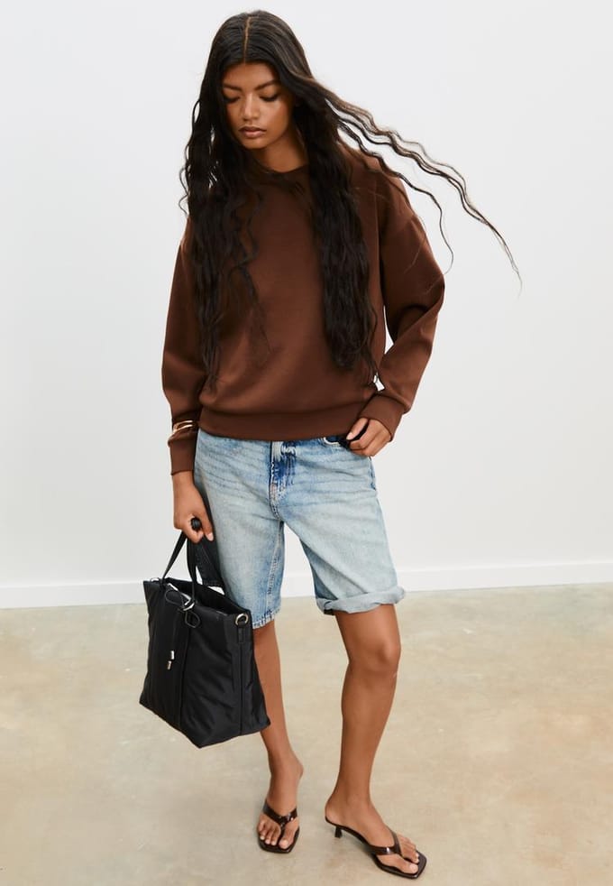 Stradivarius Geweven shopper met strik  Zwart OS