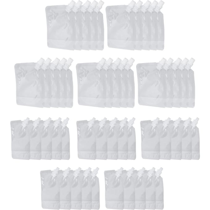 Pochette à Boisson Réutilisable en Plastique Transparent Portable Multifonctionnelle avec Entonnoir white