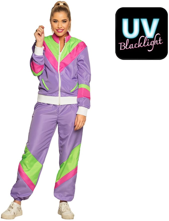 Boland - Trainingspak Retro babe paars (M) - Volwassenen - - 80's & 90's - Disco