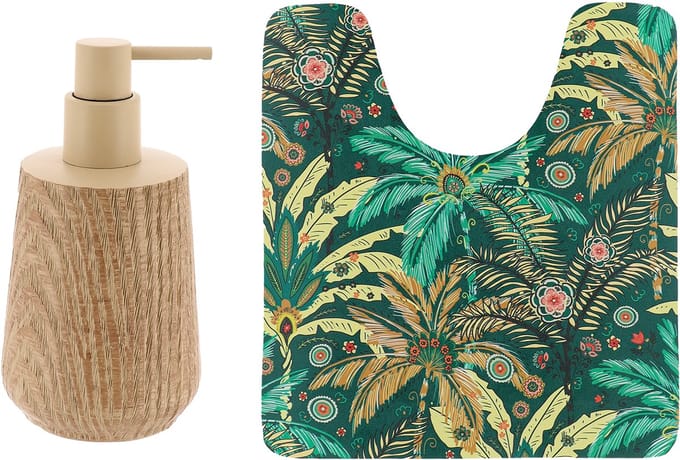 Tendance badkamer set Jungle Fever - toiletmat/zeepdispenser - microfiber - antislip