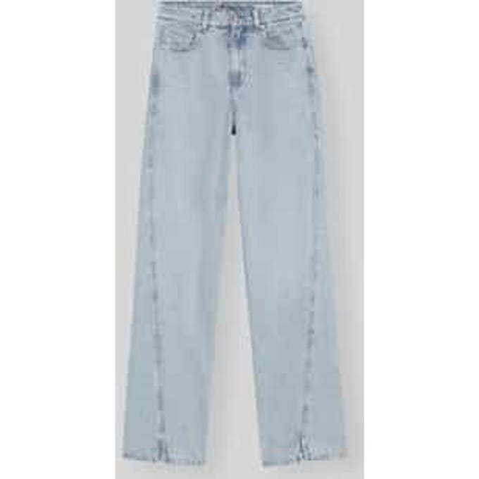Wide leg jeans van pure katoen met siernaden model 'C_MARLENE SLIT HR'