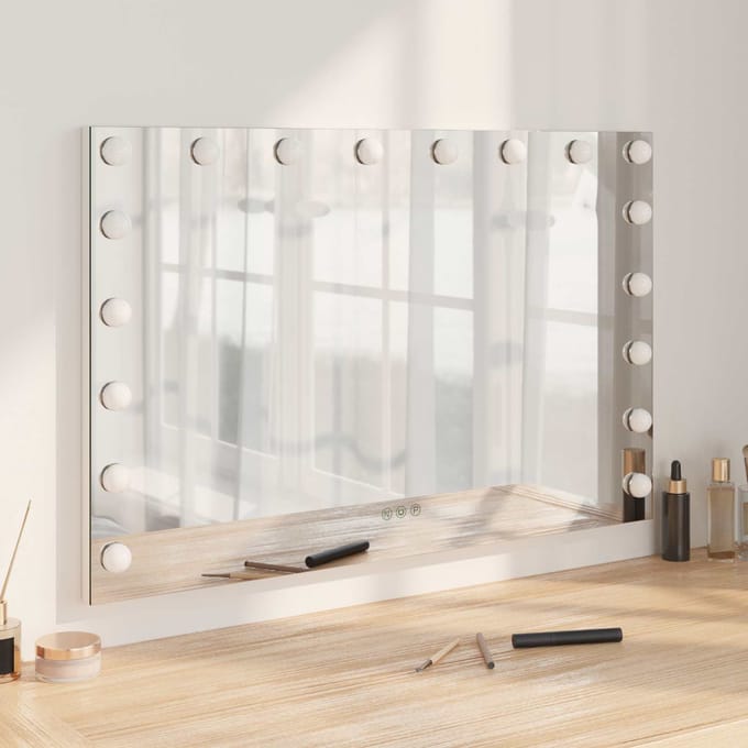 vidaXL - LED - Vanity - Spiegel - Wit - 80 - x - 10 - x - 52,5 - cm - Glas - en - Staal