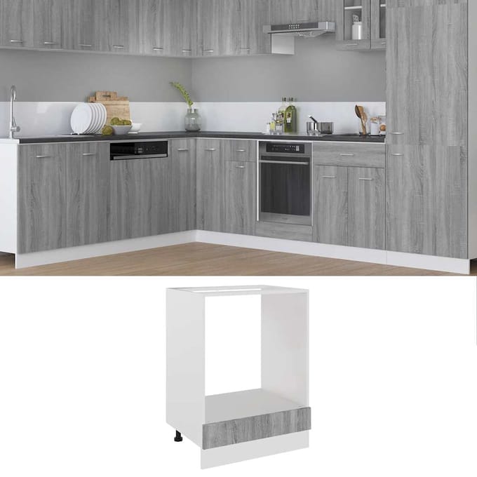 vidaXL - Ovenkast - Lyon - 60x46x81,5 - cm - grijs - sonoma - eikenkleurig
