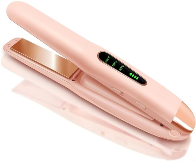 KAD® Stijltang - Mini Stijltang & Krultang Draadloos - USB Oplaadbaar - Roze - 22cm x 3cm x 3cm
