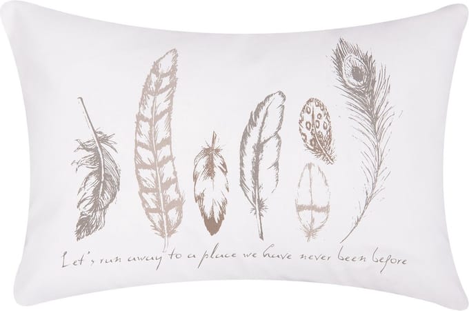 Clayre & Eef Kussenhoes AAF36 50*35 cm - Wit Polyester Sierkussenhoes Kussen hoes