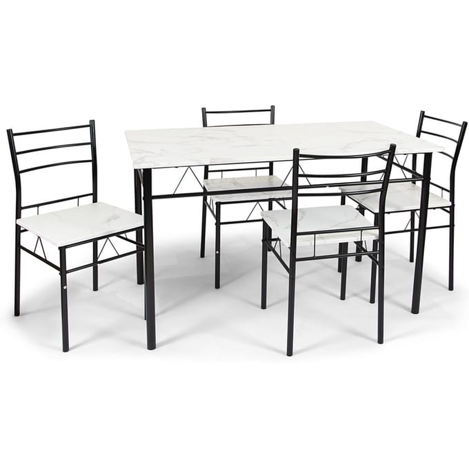 Milton & Oldbrook Eetkamerset 5-delig Valencia - Eettafel Met 4 Stoelen Wit