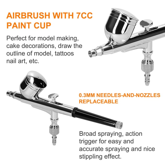 Multifunctionele professionele 0,3 mm airbrush-luchtcompressorset Max 30PSI luchtpompset voor model EU Plug veelkleurig