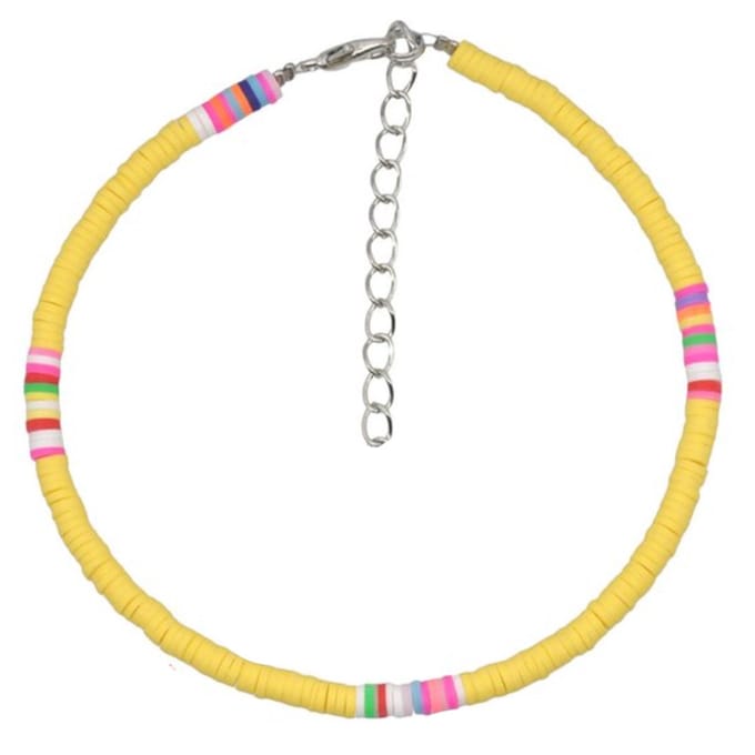 Vrolijke Enkelband met 4mm Kralen - Geel
