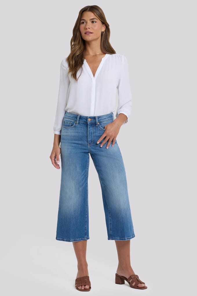 Brigitte Wijde Pijpen Capri Jeans Met Hoge Taille