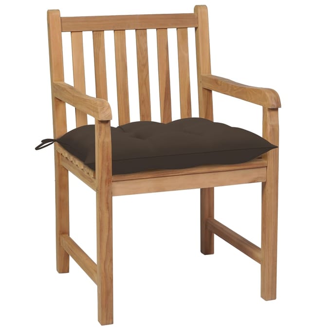 vidaXL - Tuinstoelen - 4 - st - met - taupe - kussens - massief - teakhout