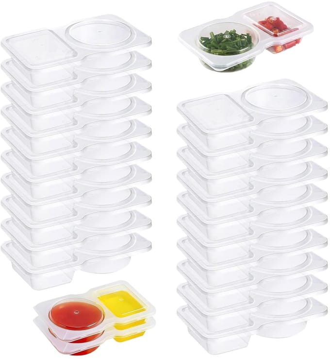 Dailygoods- Kruidencontainer 20 Stuks - Compartment Container - Herbruikbare Snackdozen - Mini Vriezerdozen - Doserende Lids - Transparant PET - Voedselcontainer