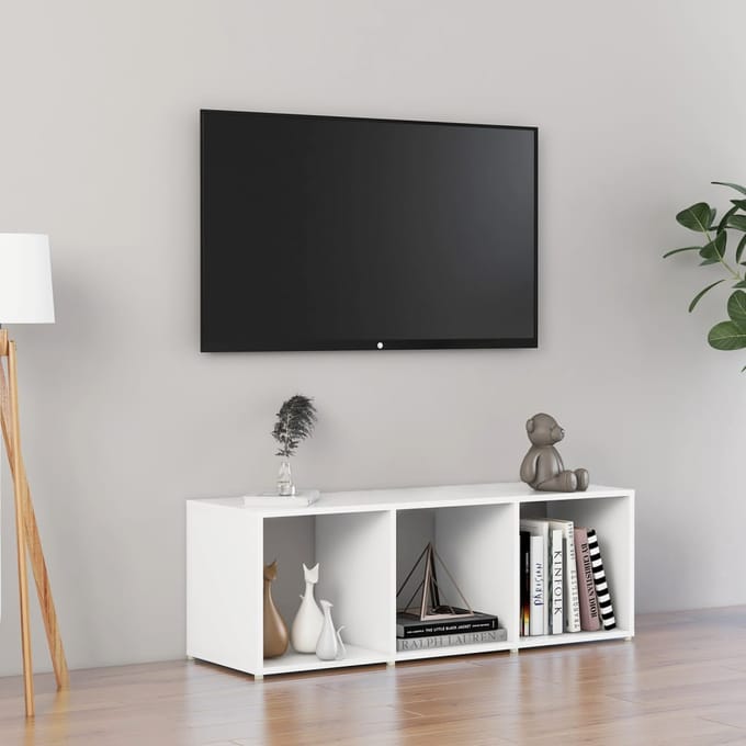vidaXL - Tv-meubel - 107x35x37 - cm - bewerkt - hout - wit